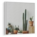 Obraz w ramie 50x50 - Naturalna Harmonia - kaktusy, liście - rama biała