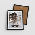 Plakat w ramie 40x50 - Ławka Pod Śniegiem - zimowy pejzaż, ławka pod śniegiem - rama czarna