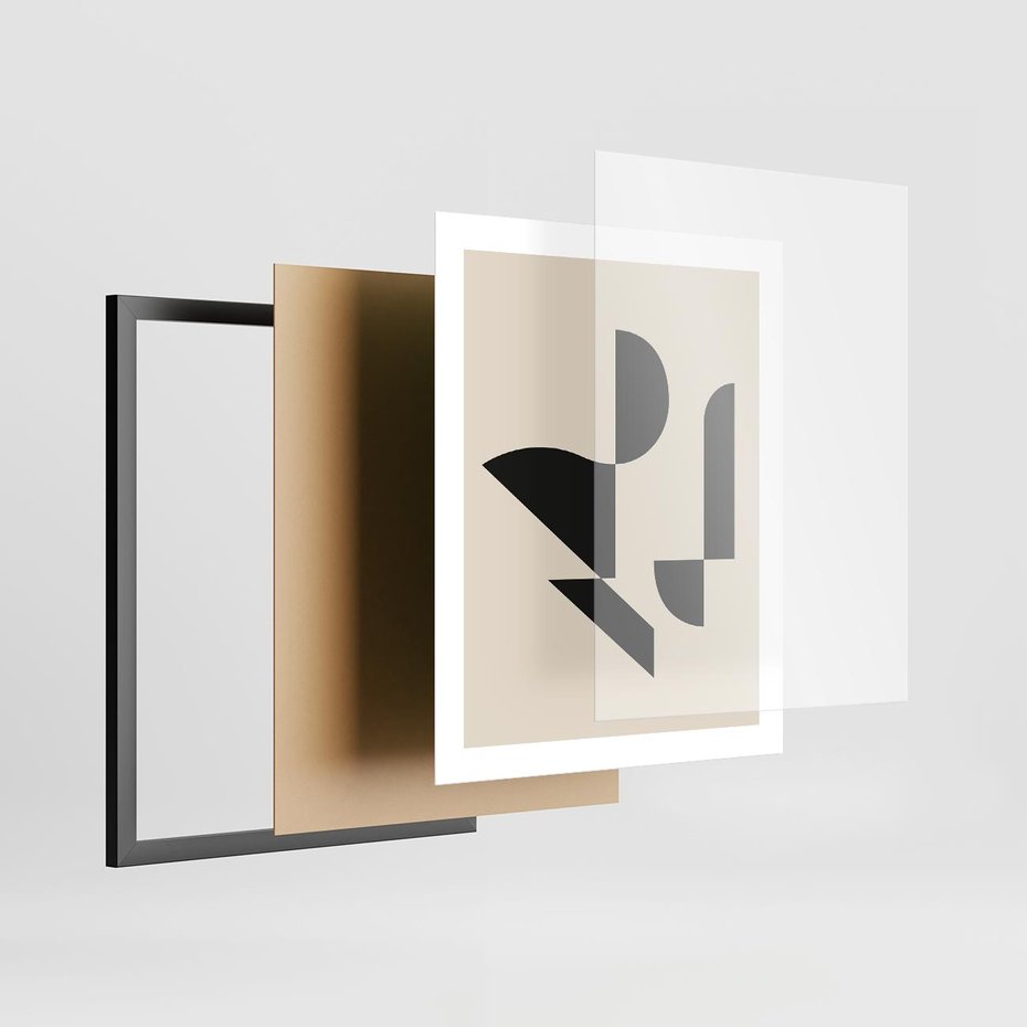 Plakat w ramie 40x50 - Rozkwitająca Abstrakcja - abstrakcyjne geometryczne kształty, minimalizm - rama czarna
