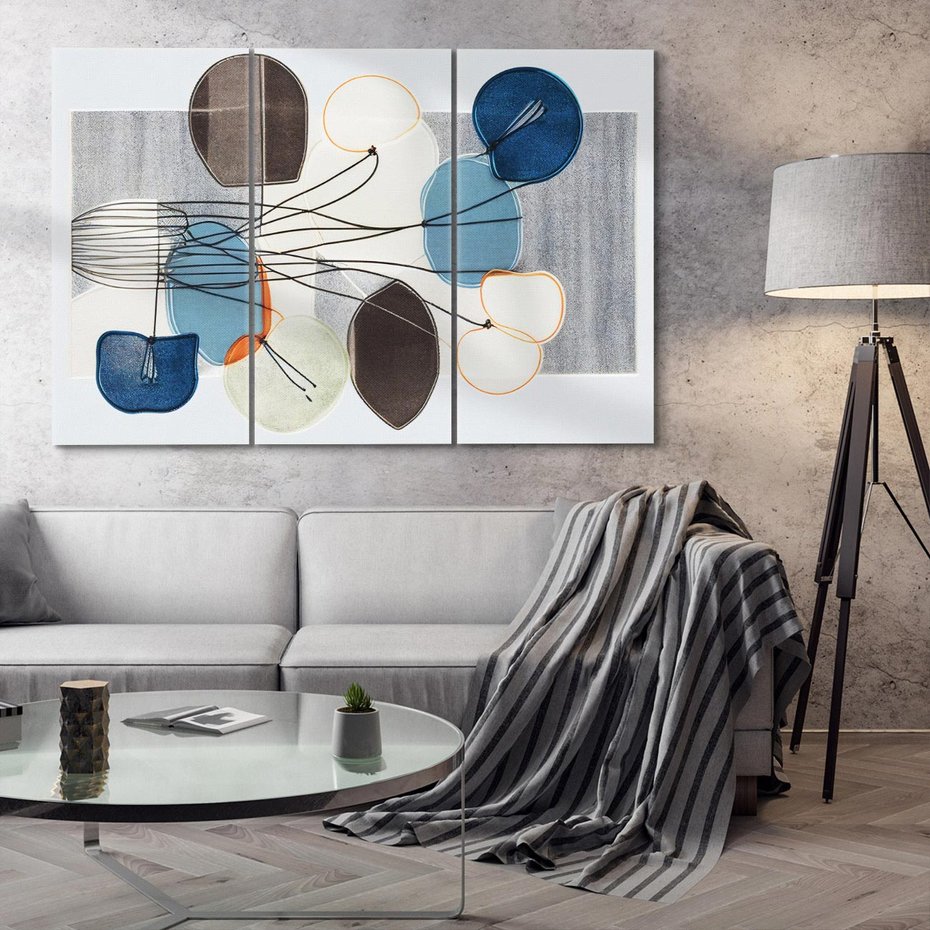 Obraz na płótnie 120x80 - Szary Modern - roślinne inspiracje, abstrakcja