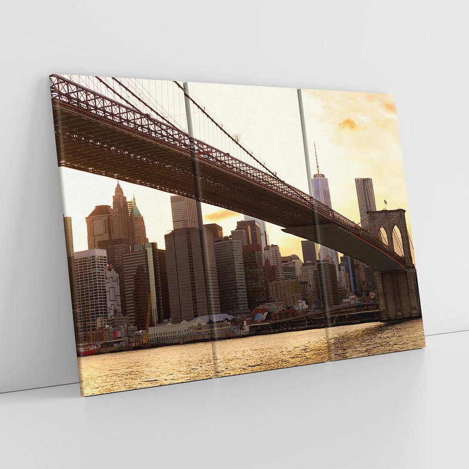 Obraz na płótnie 120x80 - ikoniczna panorama Nowego Jorku - most, Nowy Jork