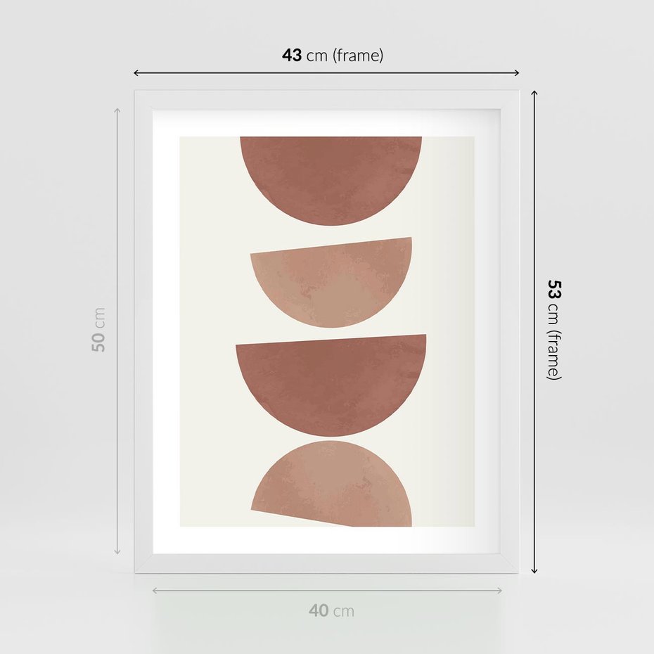 Plakat w ramie 40x50 - Abstrakcyjne Widzenia - abstrakcyjne geometryczne kształty, odcienie brązu i beżu - rama biała