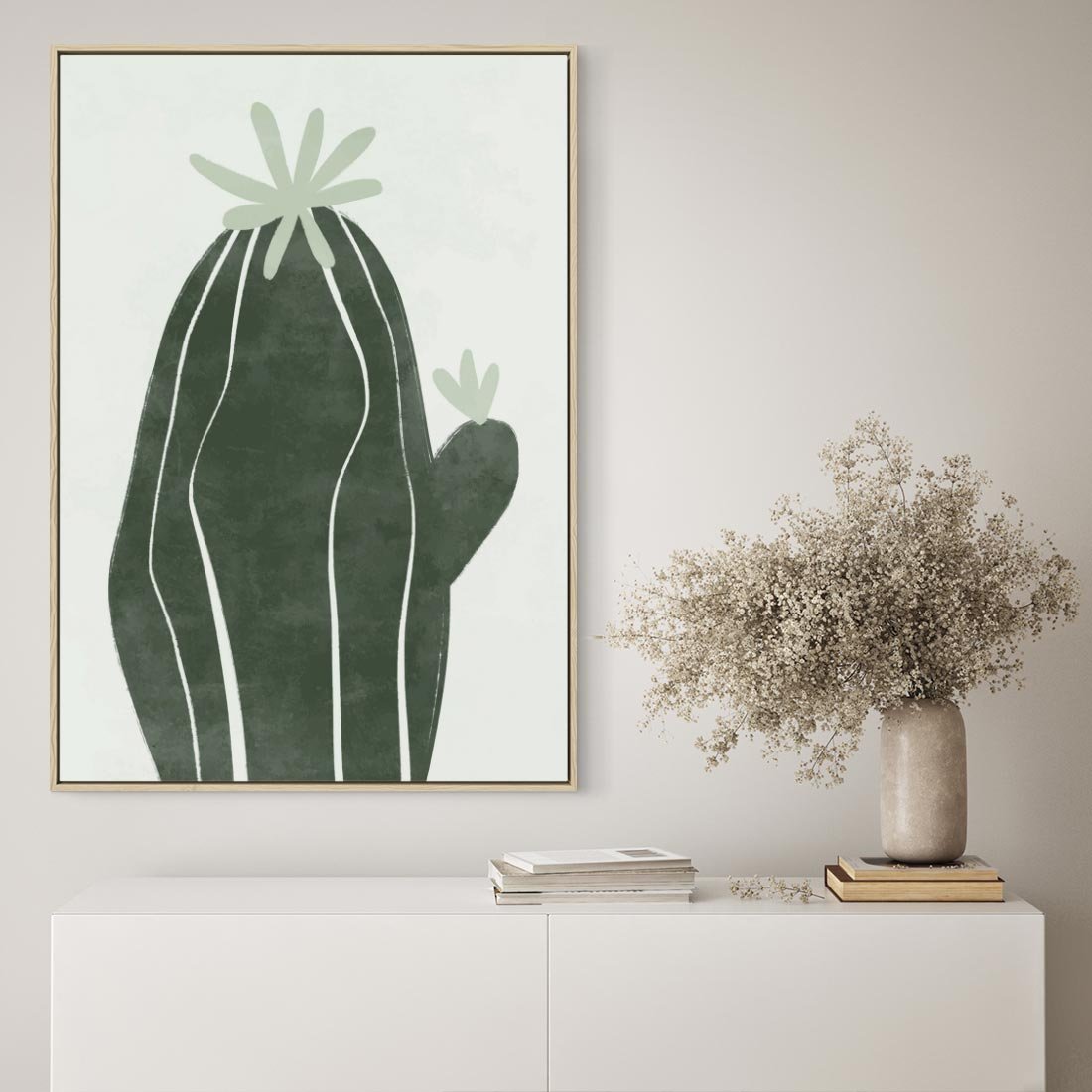 Obraz w ramie 80x120 - Zieleń Inspirującego Życia - zielony plakat, minimalizm - rama drewno