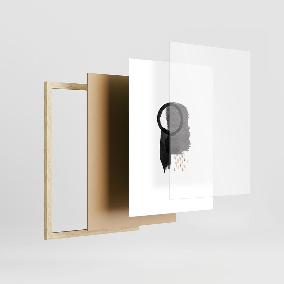 Plakat w ramie 50x70 - Japoński Minimalizm - grafika w japońskim stylu, minimalizm - rama drewno