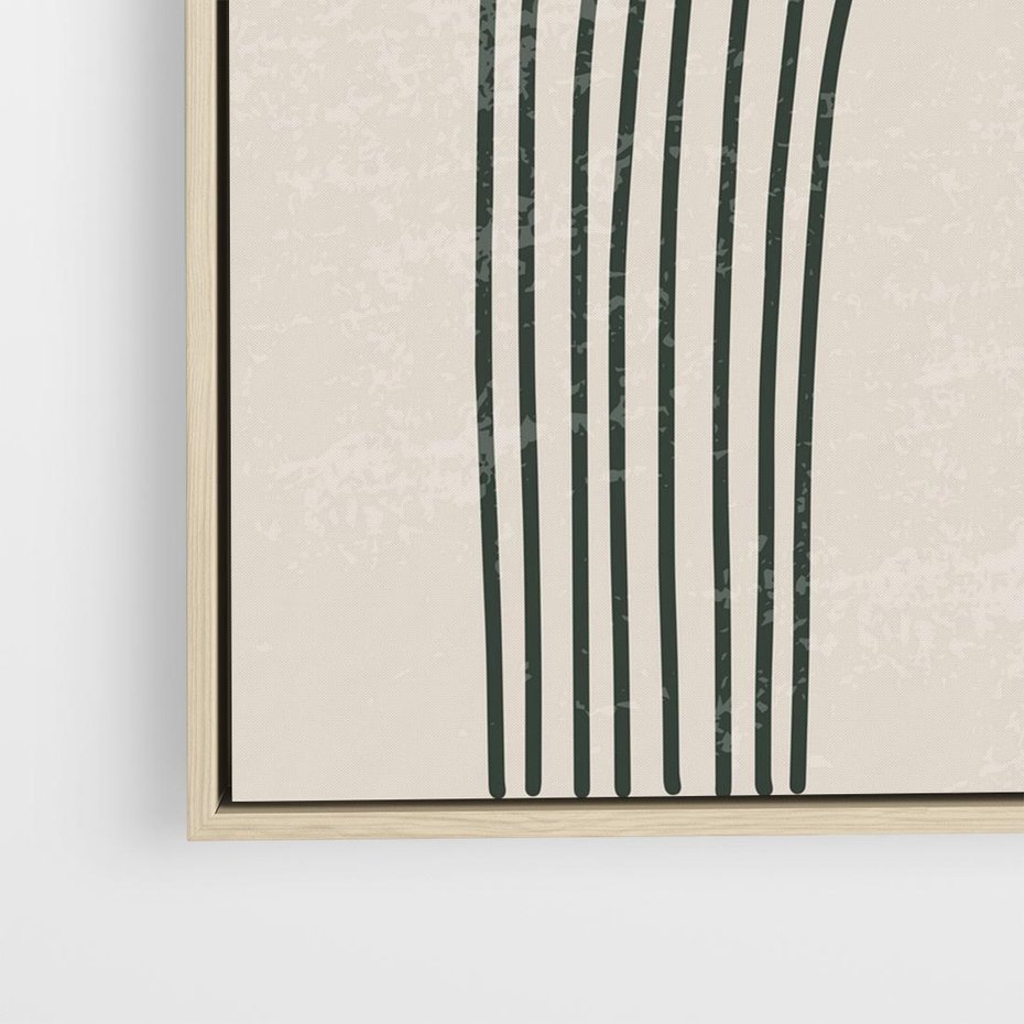 Obraz w ramie 50x50 - Intrygujące Zagięcia - boho plakat, czarna tęcza - rama drewno