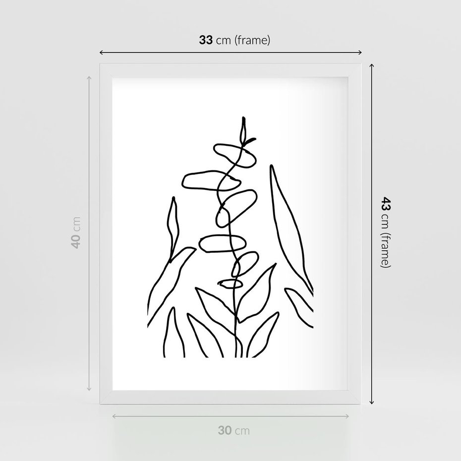 Plakat w ramie 30x40 - Konturem Naznaczone - mroczna sztuka, minimalizm - rama biała