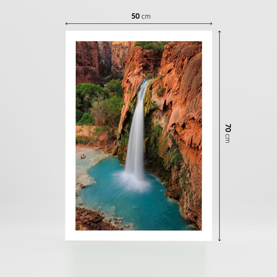 Plakat bez ramy 50x70 - Wodospad wśród majestatycznych gór - wodospad, górski