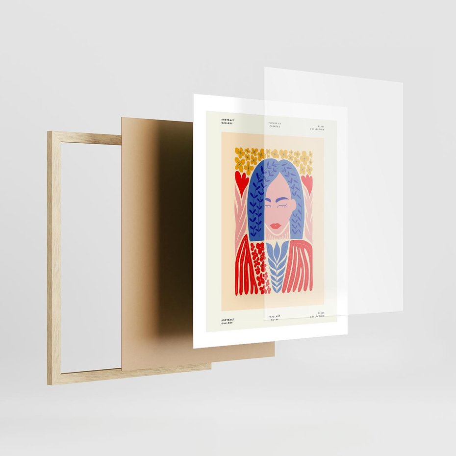 Plakat w ramie 40x50 - Impulsy Czasu - kobieca sztuka, abstrakcja - rama drewno