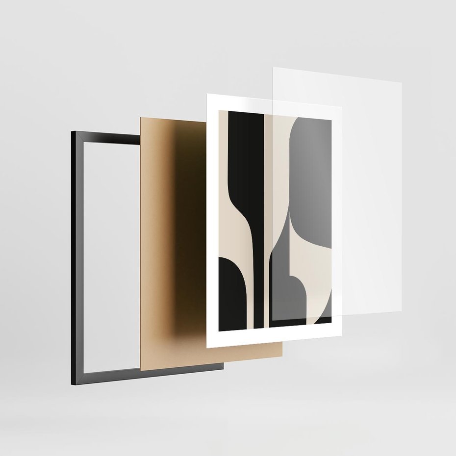 Plakat w ramie 30x40 - Abstrakcyjne Linie - boho plakat, rycina - rama czarna