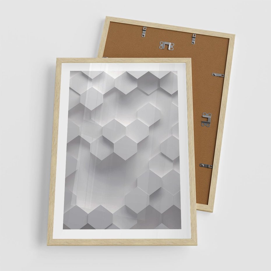Plakat w ramie 50x70 - Kreatywna Forma - geometryczny, 3D - rama drewno