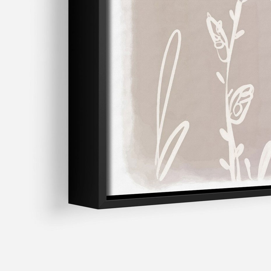 Obraz w ramie 50x70 - Roślinne Przeniknięcia - nowoczesny subtelny plakat, beżowy - rama czarna