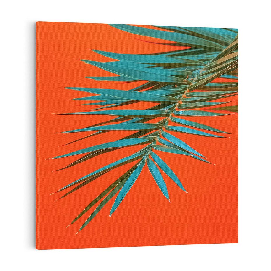 Obraz na płótnie 40x40 - Egzotyczny Urok - liście, palma