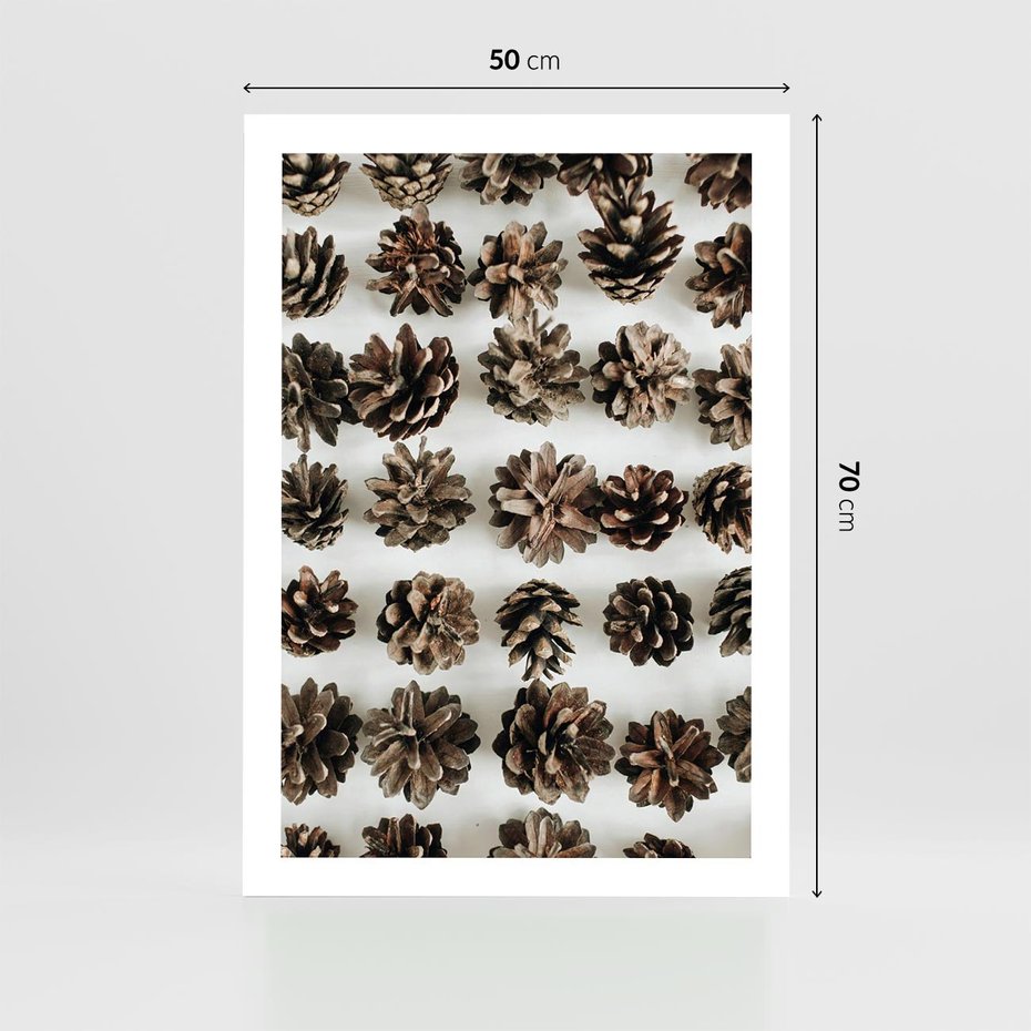 Plakat bez ramy 50x70 - Jesienna Tekstura - kompozycja z suchych szyszek, jesienne szyszki
