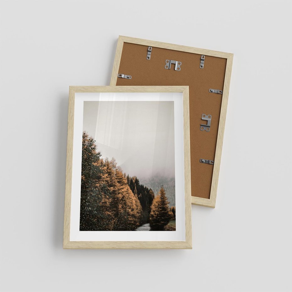 Plakat w ramie 30x40 - Kolorowa Jesień w Górskim Lesie - las, jesień - rama drewno