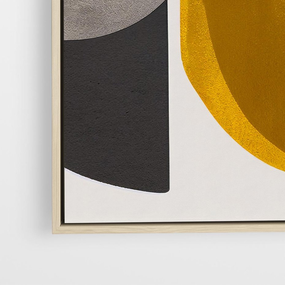 Obraz w ramie 50x50 - Tajemnice sztuki odkryte - geometryczne półkola, kształty - rama drewno