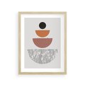 Plakat w ramie 30x40 - Półkola i Boho Akcent - geometria, półkola - rama drewno