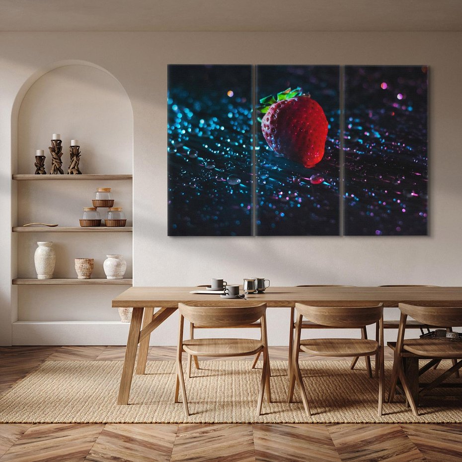 Obraz na płótnie 120x80 - Truskawka Kropelkowy Urok - truskawka, krople