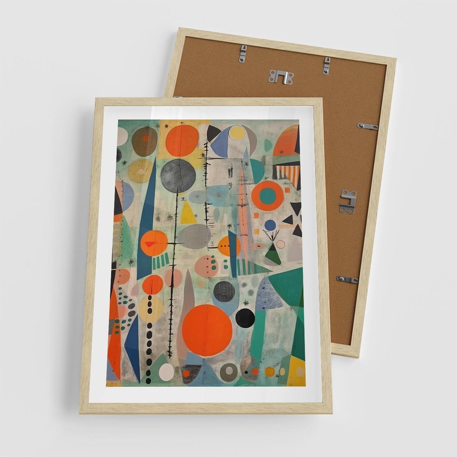 Plakat w ramie 50x70 - Wewnętrzne Zagadki Kształtów - abstrakcyjny obraz, sztuka abstrakcji - rama drewno