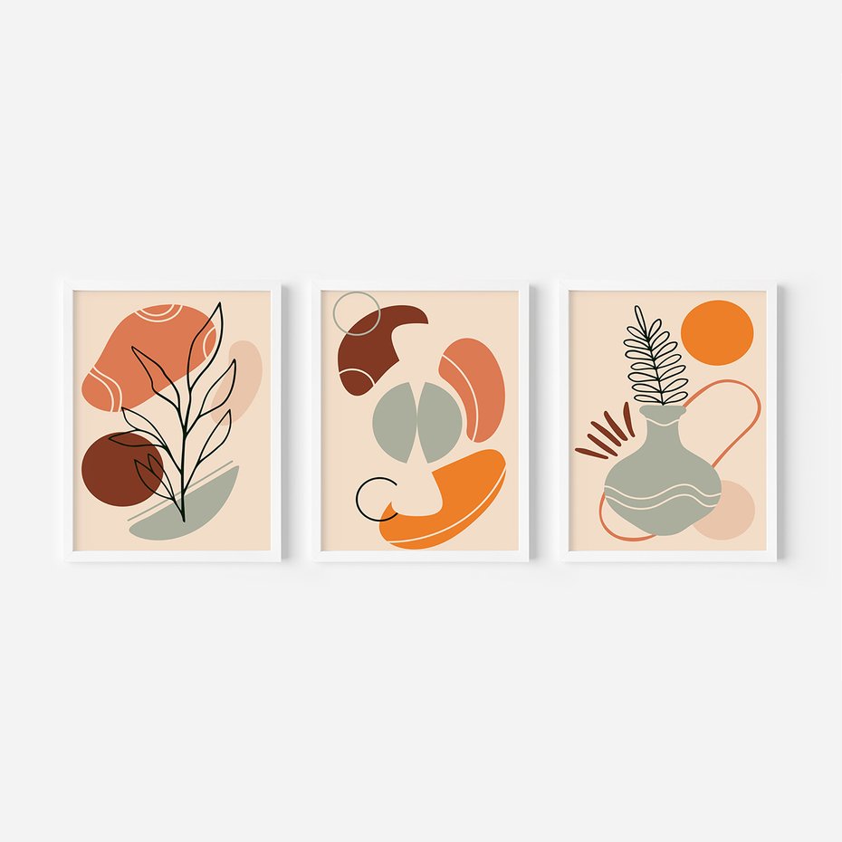 Zestaw obrazy w ramie 30x40 galeria - Abstrakcja, graficzne, kształty - rama biała