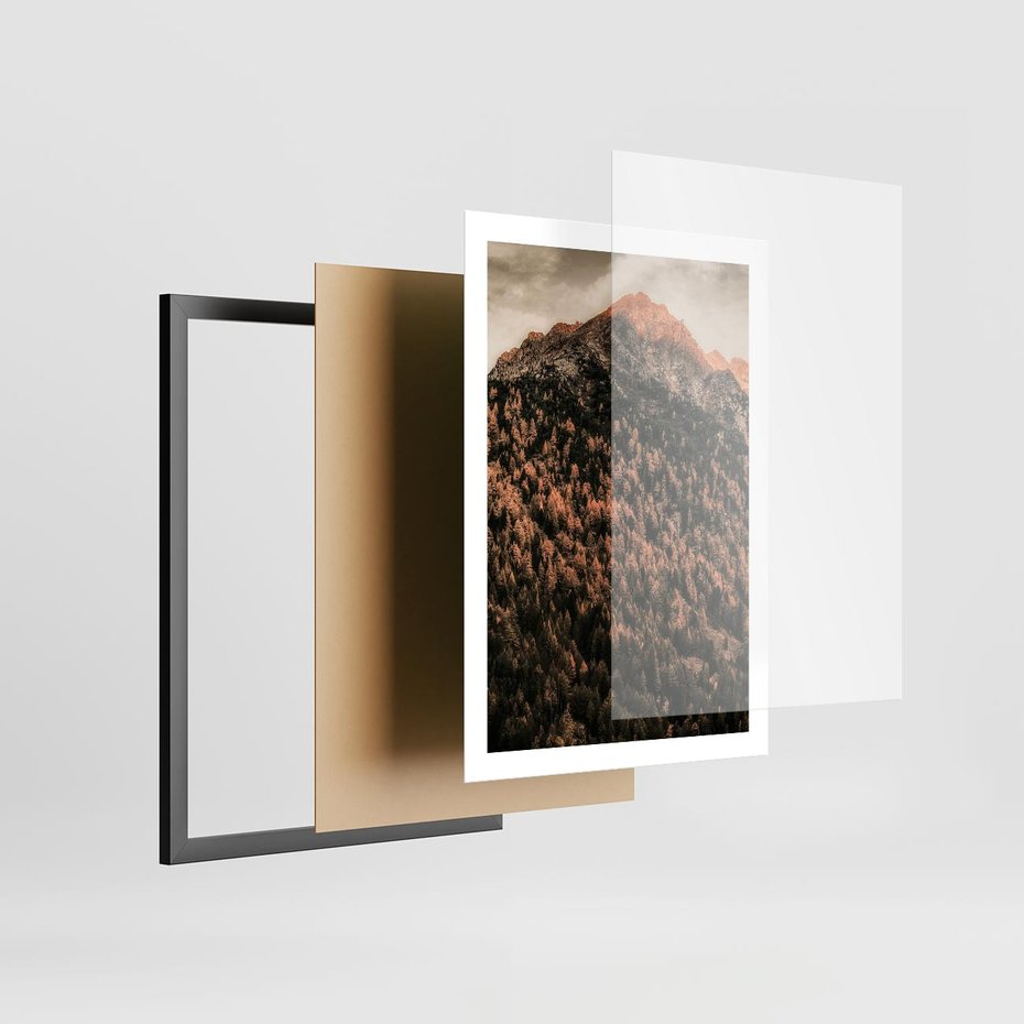 Plakat w ramie 50x70 - Jesienna Godzina w Górach - góry, las w górach - rama czarna