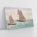 Obraz na płótnie 120x80 - "Dwie Żaglówki w Grandcamp" (1885) Georges Seurat - Reprodukcja - reprodukcja, obraz na płótnie