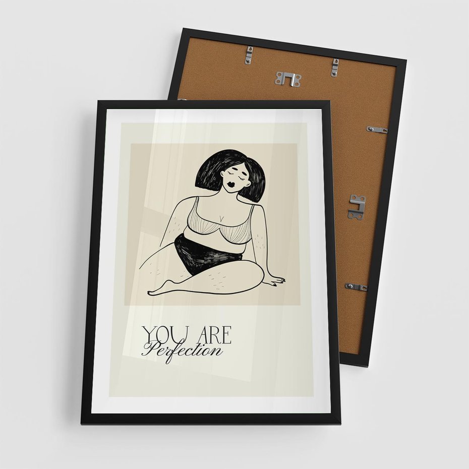 Plakat w ramie 50x70 - Harmonia Kształtów Bez Granic - siła kobiecości, rysunek - rama czarna