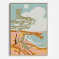 Obraz w ramie 50x70 - Spokojny Wiatr - pastelowy krajobraz, nowoczesny plakat - rama drewno