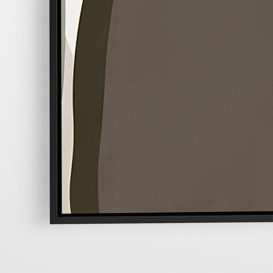 Obraz w ramie 50x50 - Fale w Zieleni - abstrakcyjne kształty, zgaszona zieleń - rama czarna