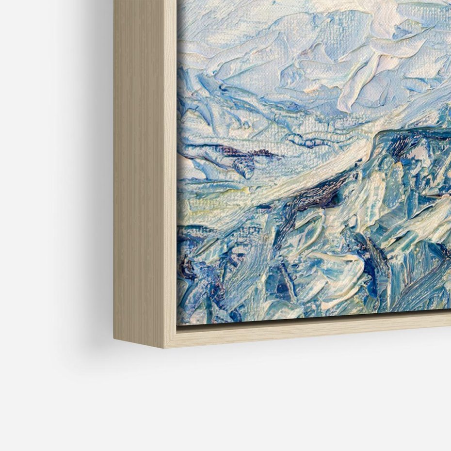 Obraz w ramie 70x50 - Majestat Błękitnych Szczytów - olejny obraz, górski pejzaż - rama drewno