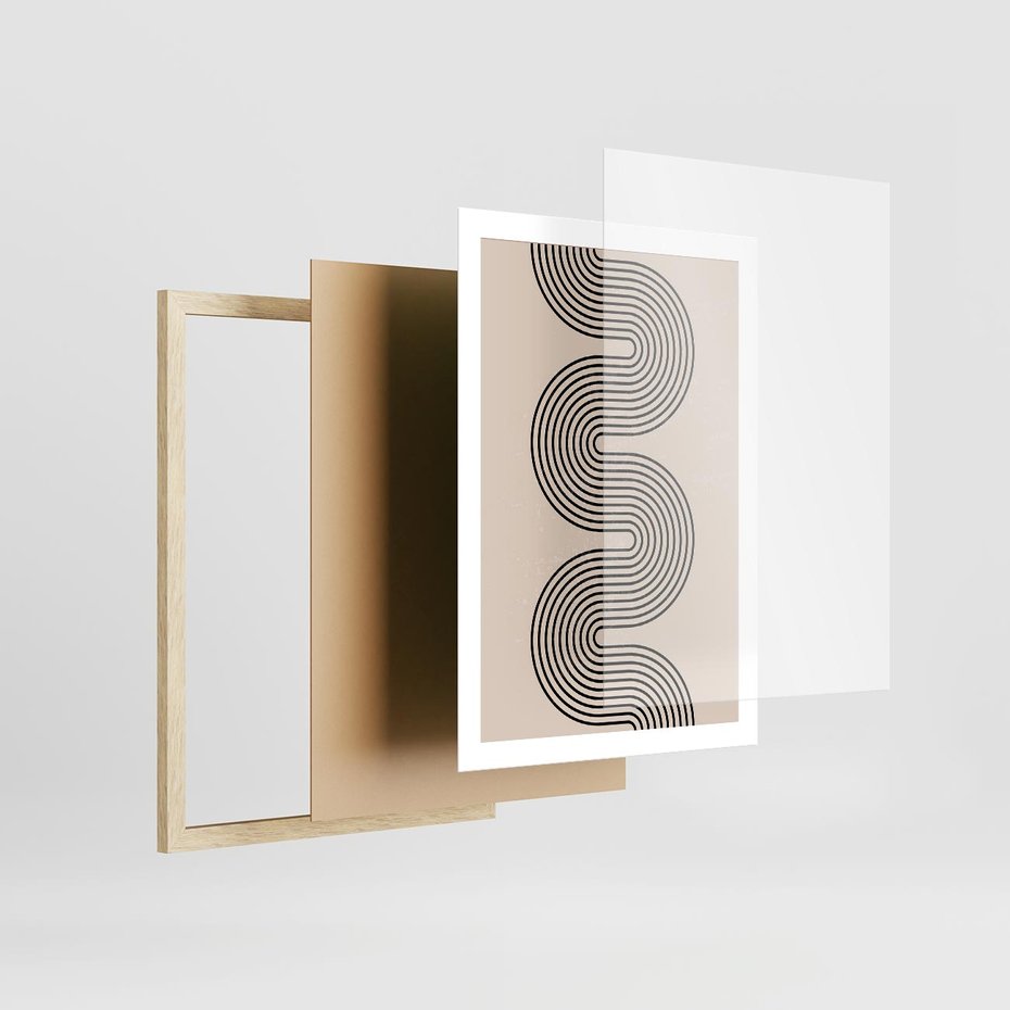 Plakat w ramie 50x70 - Bezgraniczne Odbicia - abstrakcyjne linie, geometria - rama drewno