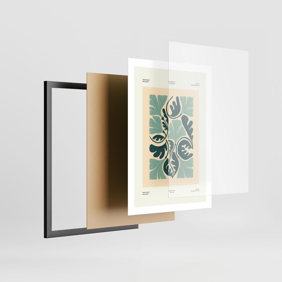 Plakat w ramie 50x70 - Podróżne Impresje - roślinne motywy, ornamenty - rama czarna