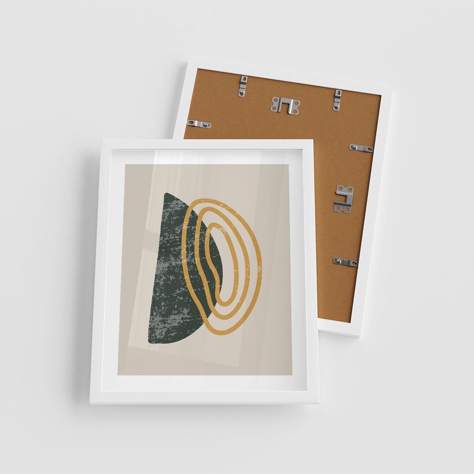 Plakat w ramie 40x50 - Nowoczesne Dialogi Materii - nowoczesny plakat, abstrakcyjne kształty - rama biała