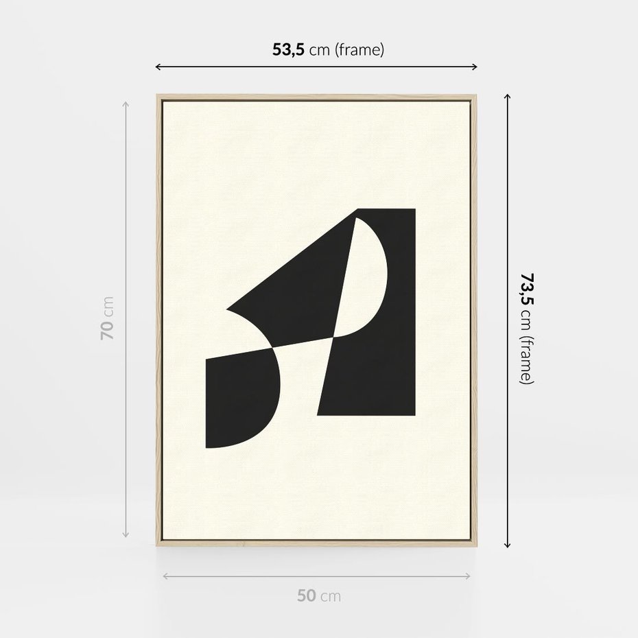 Obraz w ramie 50x70 - Rozświetlony Cień - abstrakcyjna sztuka, geometria - rama drewno