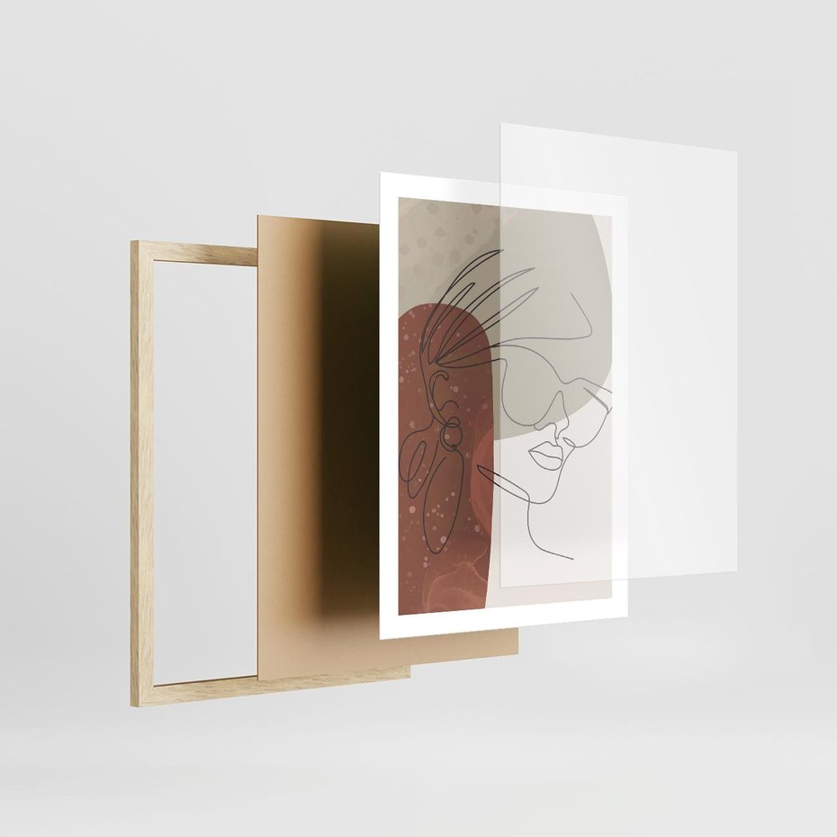 Plakat w ramie 50x70 - Kreatywność na Tle Plam - abstrakcyjna grafika, plamy - rama drewno