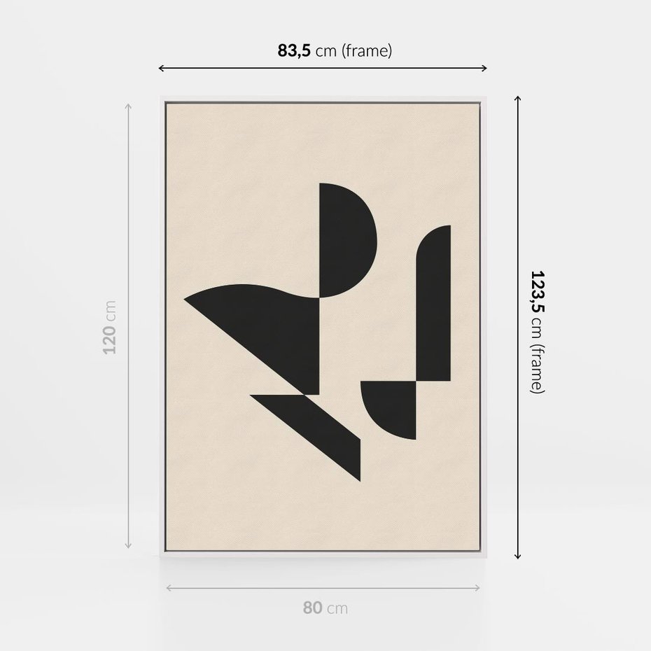 Obraz w ramie 80x120 - Rozkwitająca Abstrakcja - abstrakcyjne geometryczne kształty, minimalizm - rama biała