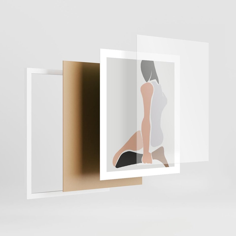 Plakat w ramie 40x50 - Widok Abstrakcyjny - abstrakcyjny obraz, minimalizm - rama biała