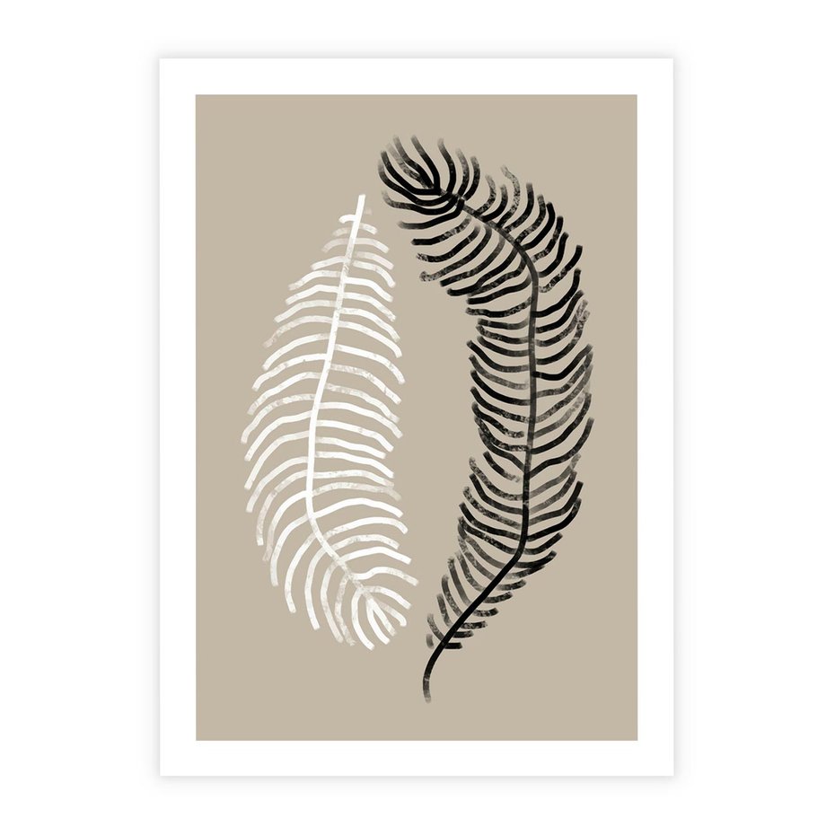 Plakat bez ramy 21x30 - Spleciona Harmonia - sztuka nowoczesna, białe i czarne pióro