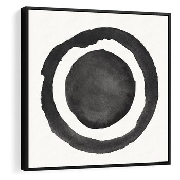 Obraz w ramie 50x50 - Bezgraniczne Widoki - abstrakcyjne plamy okręgi, akwarelowe - rama czarna