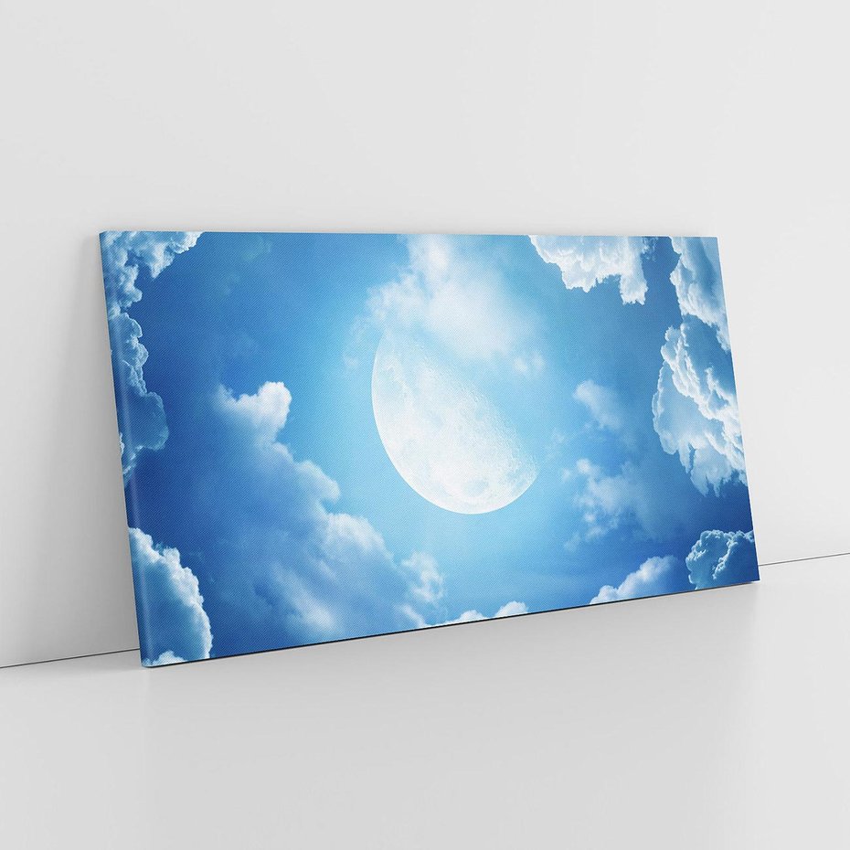 Obraz na płótnie 120x60 - Księżycowe Chmury - księżyc, chmury