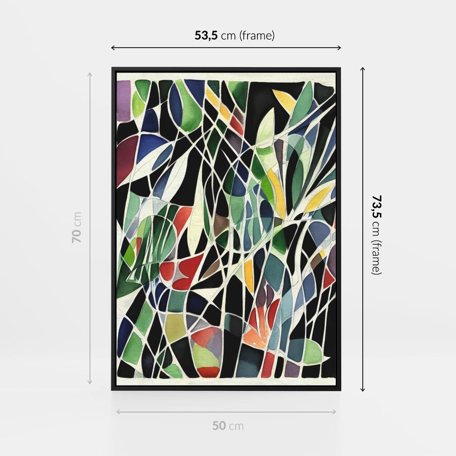 Obraz w ramie 50x70 - Taniec Plam i Kształtów - abstrakcyjny akwarelowy obraz, plamy - rama czarna