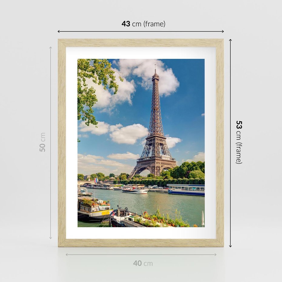 Plakat w ramie 40x50 - Paryżska ikona Francji - wieża Eiffla, Paryż - rama drewno