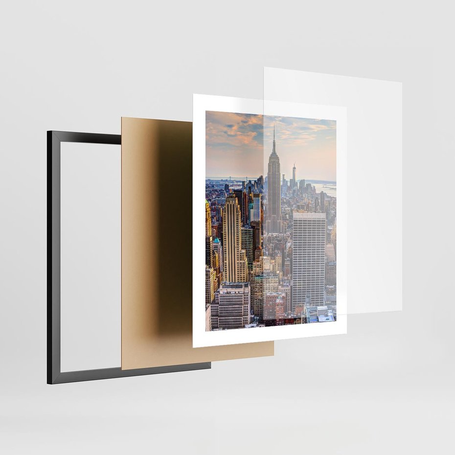 Plakat w ramie 40x50 - Manhattan - Wieżowce Nowego Jorku - Manhattan, Nowy Jork - rama czarna