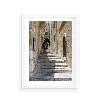 Plakat w ramie 40x50 - Urok uliczki: perspektywa miasta - uliczka, perspektywa - rama biała