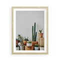 Plakat w ramie 50x70 - Naturalna Harmonia - kaktusy, liście - rama drewno