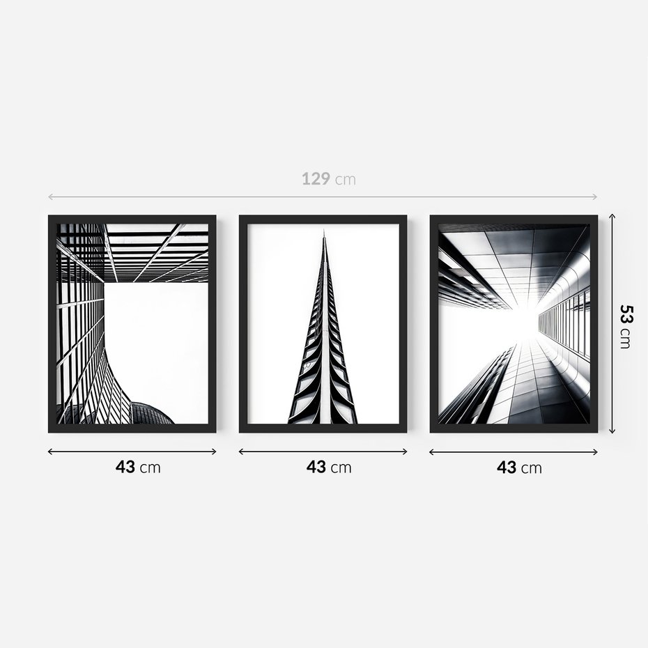 Zestaw obrazy w ramie 40x50 galeria - Architektura, perspektywa, wieżowce - rama czarna