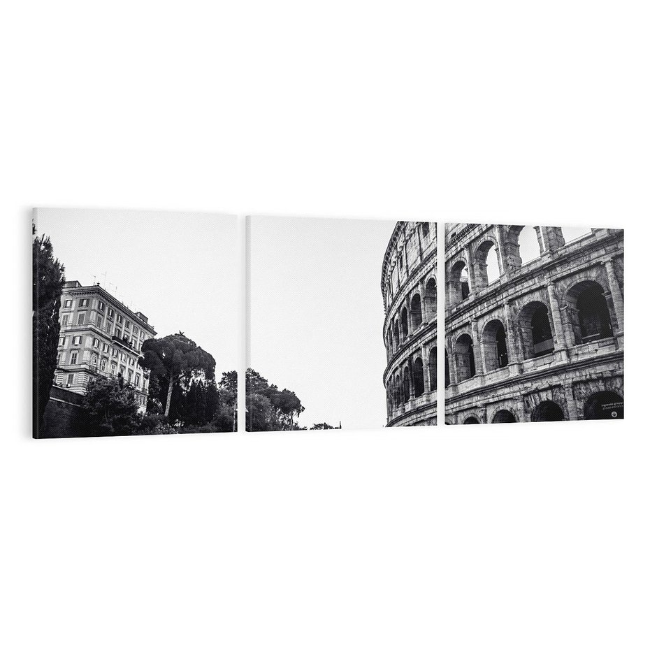 Obraz na płótnie 120x40 - Echa Historii - czarno biała fotografia, koloseum