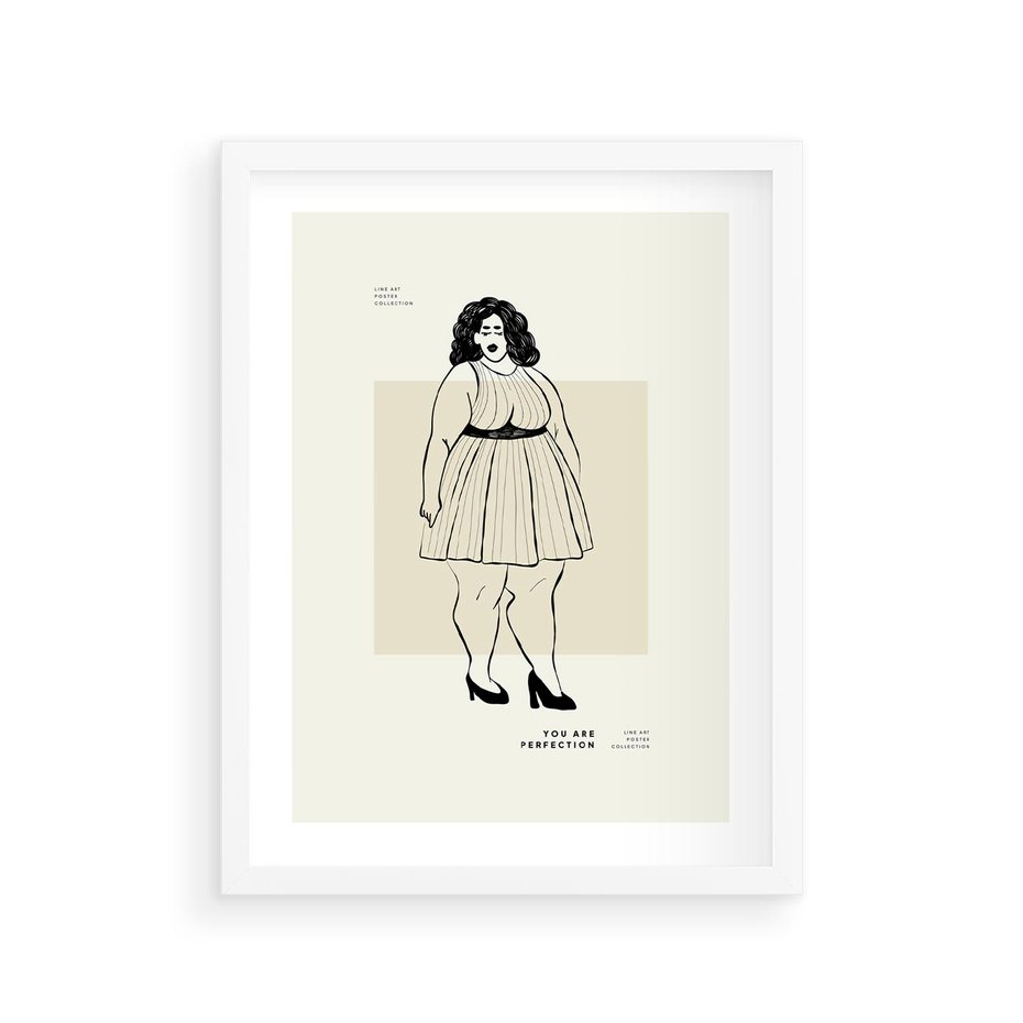 Plakat w ramie 30x40 - Ekspresja Wewnętrznych Emocji - kobieta, samoakceptacja - rama biała