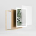 Plakat w ramie 30x40 - Minimalistyczna Harmonia: Zieleń Liści - zieone liście, kompozycja - rama drewno