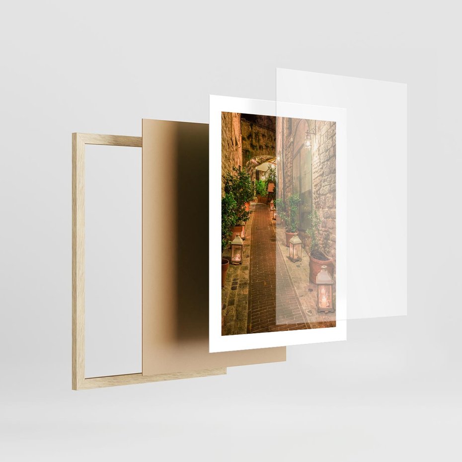 Plakat w ramie 30x40 - Perspektywa Uliczki Miejskiej - uliczka, perspektywa - rama drewno