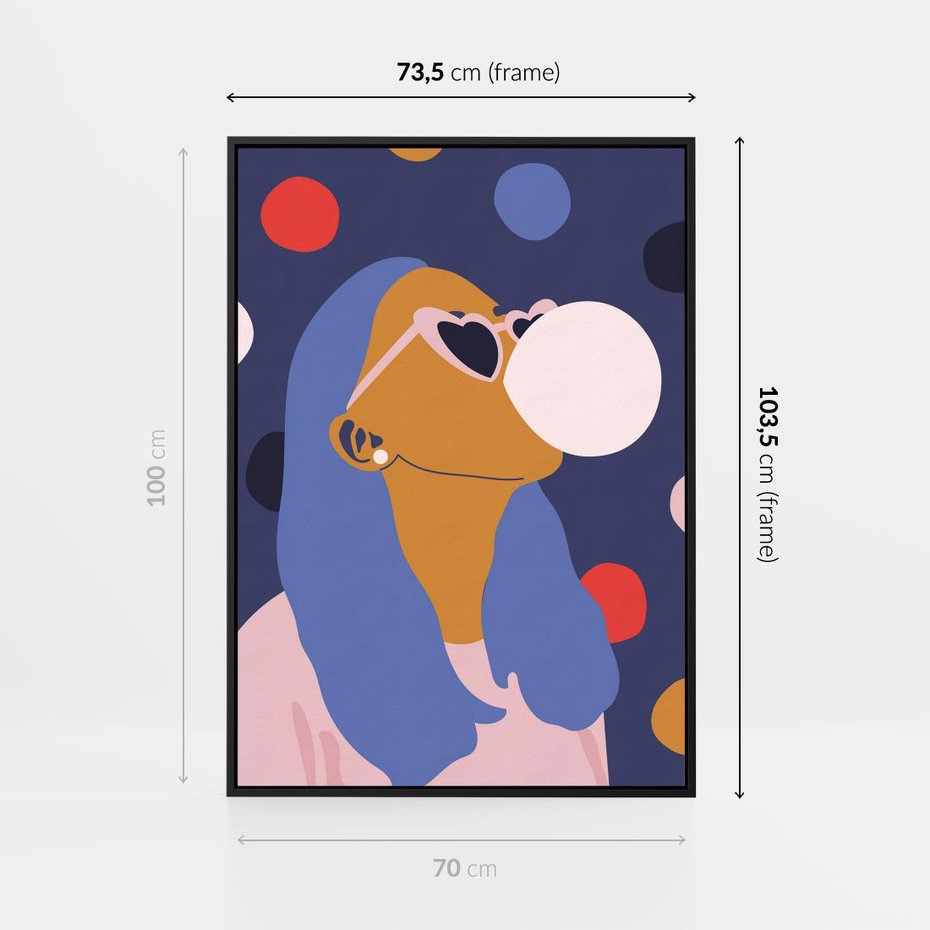 Obraz w ramie 70x100 - Odbicie Kobiety - nowoczesny plakat, styl retro - rama czarna